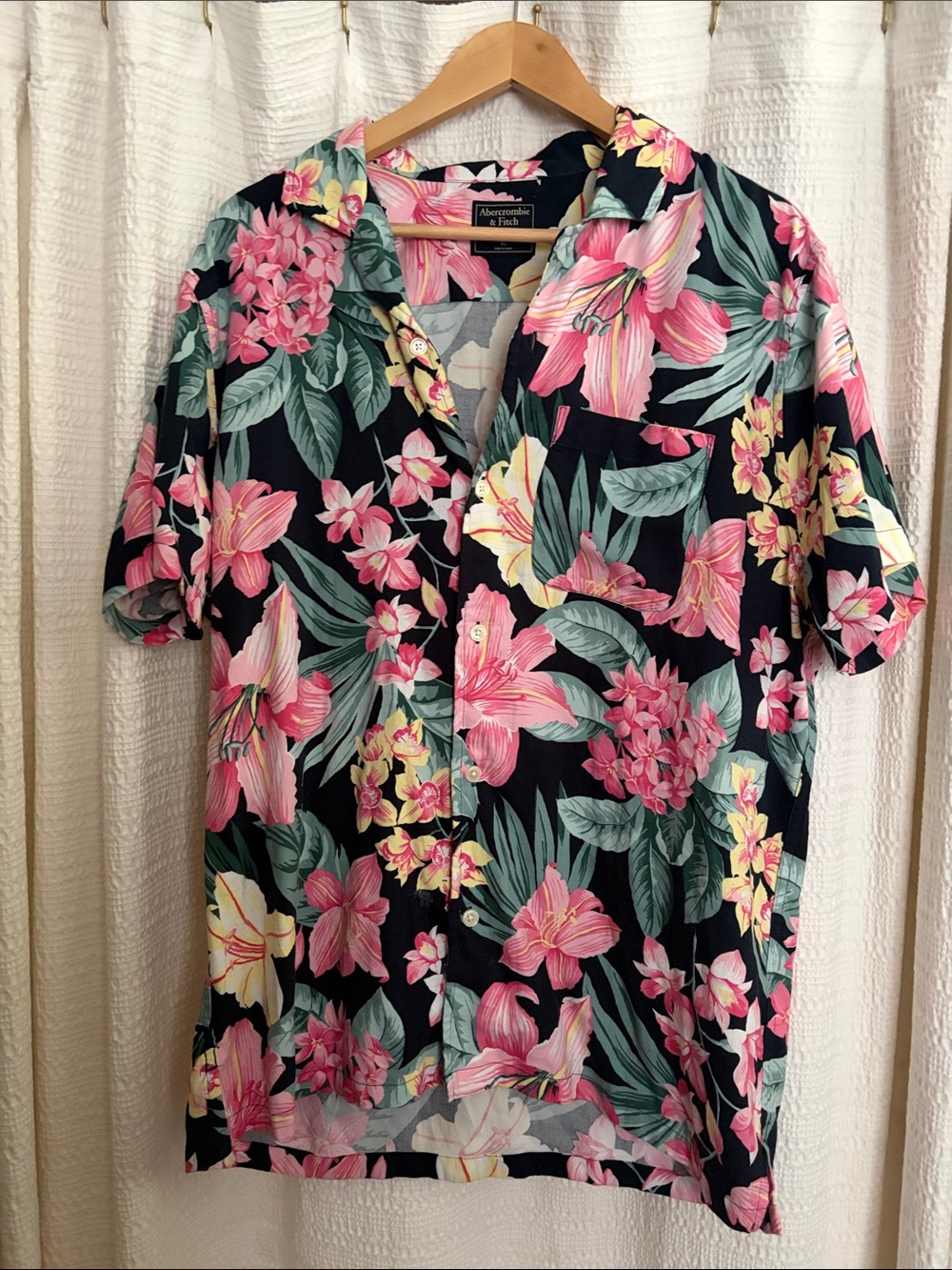 Abercrombie & Fitch Floral Shirt with Pink & Yellow Blooms